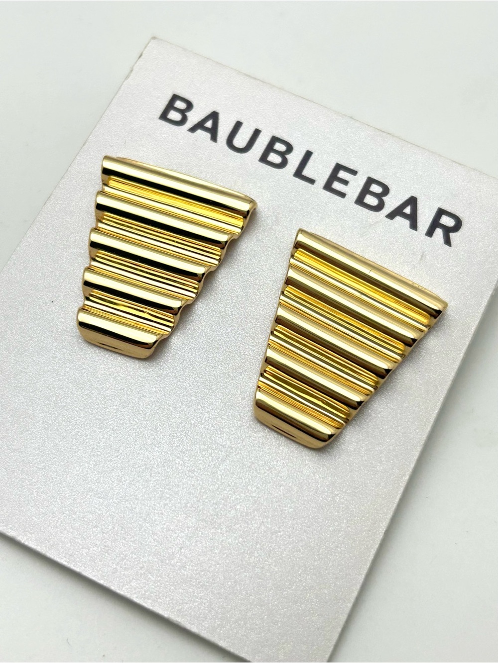BaubleBar Gold Ribbed Earrings NWT